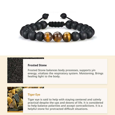 Natural Crystal Stone Healing Bracelet - Frosted Stone&Tiger Eye - image 7