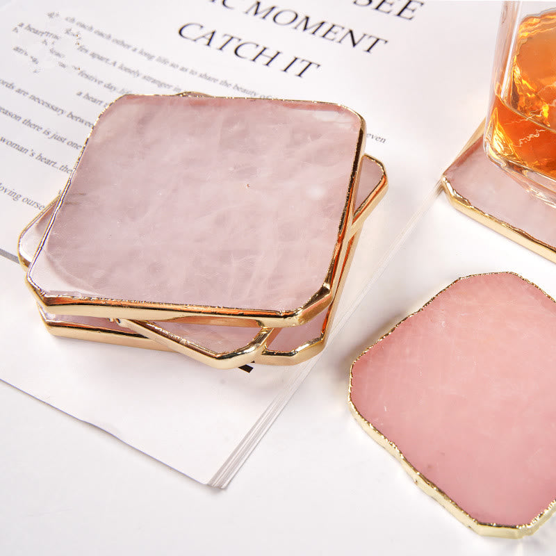 Olivenorma Rose Quartz Coaster Gemstone Decoration