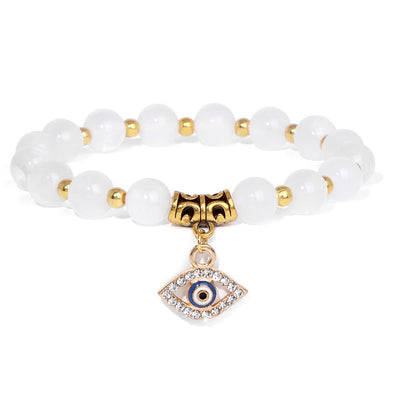 Olivenorma Natural Stone Beaded Evil Eye Pendant Bracelet