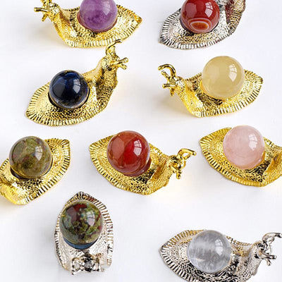 Olivenorma Natural Crystal Ball Holder Small Snail Gemstone Decoration - image 25