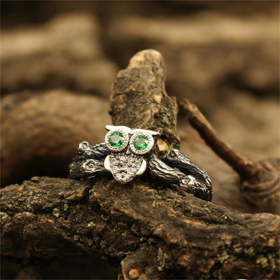 Olivenorma Emerald Owl On The Branch Engagement Ring - image 5