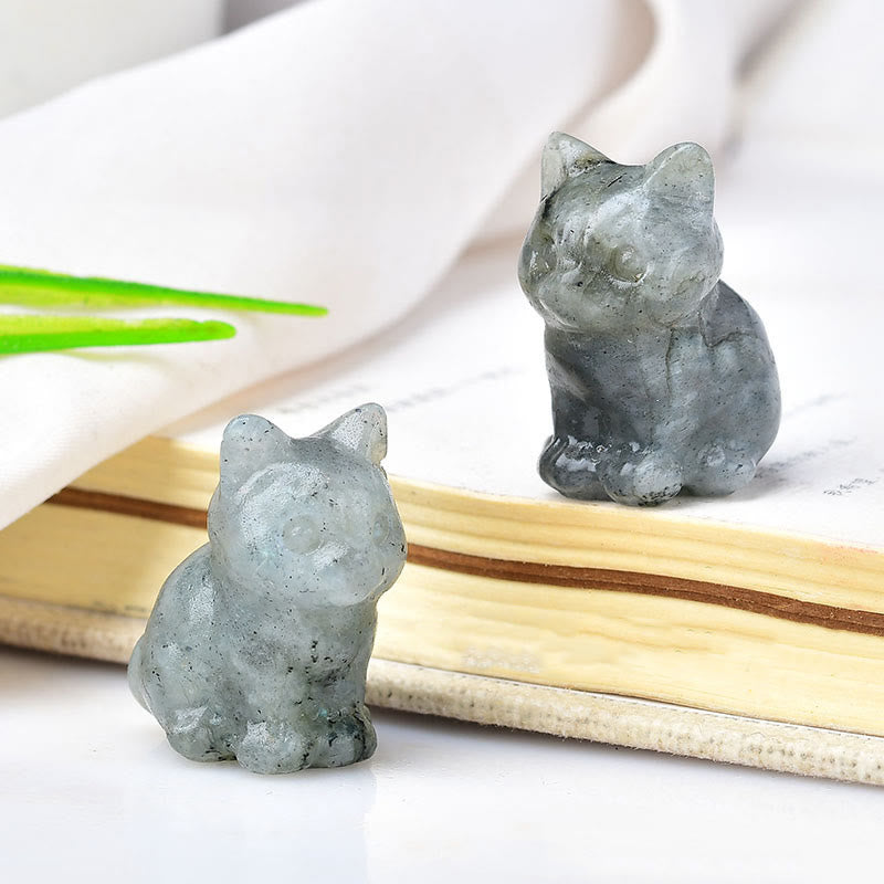 Olivenorma Crystal Kitten Stone Carving Crafts Gemstone Decoration - Labradorite - image 10