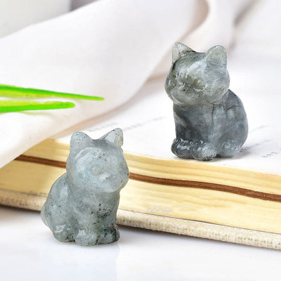Olivenorma Crystal Kitten Stone Carving Crafts Gemstone Decoration - Labradorite - image 10