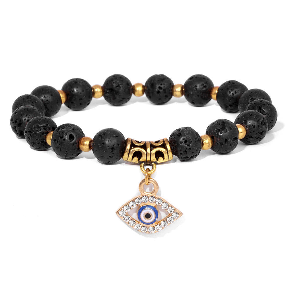 Olivenorma Natural Stone Beaded Evil Eye Pendant Bracelet