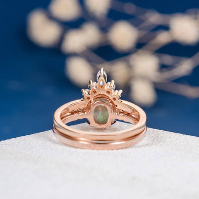 Olivenorma Antique Oval Opal Engagement Rose Gold Ring