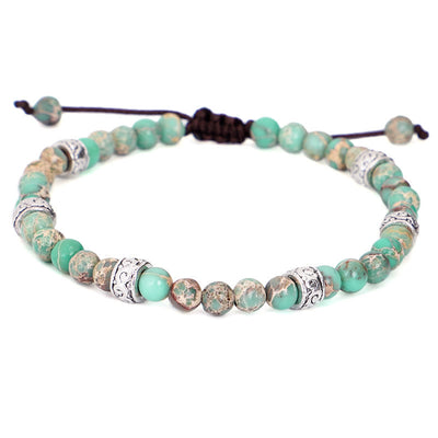 Olivenorma Natural Multicolor Imperial Stone Beaded Braided Bracelet