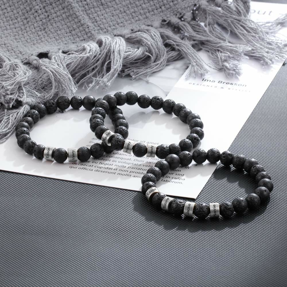 Olivenorma Natural Stone Engraving Personalized Beads Men Bracelet