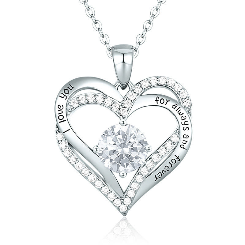 Olivenorma "I love you for always and forever" - Birtshtone Heart Necklace - Silver - April - image 19