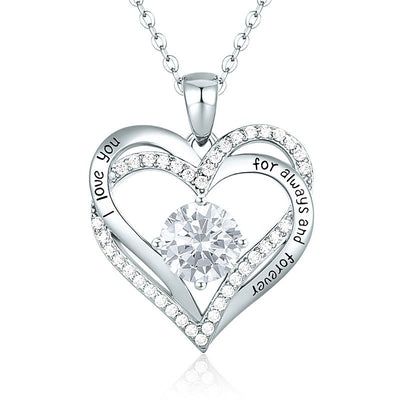 Olivenorma "I love you for always and forever" - Birtshtone Heart Necklace - Silver - April - image 19