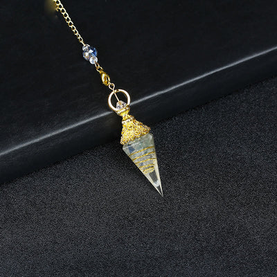 Olivenorma Natural Crystal Resin Hexagonal Pyramid Pendulum