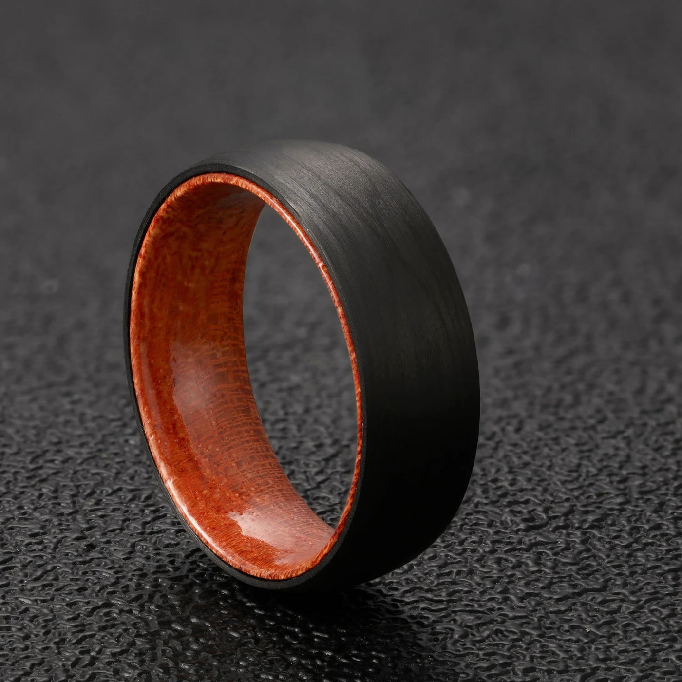 Olivenorma 8mm Black Tungsten Carbide Whiskey Barrel Wood Ring