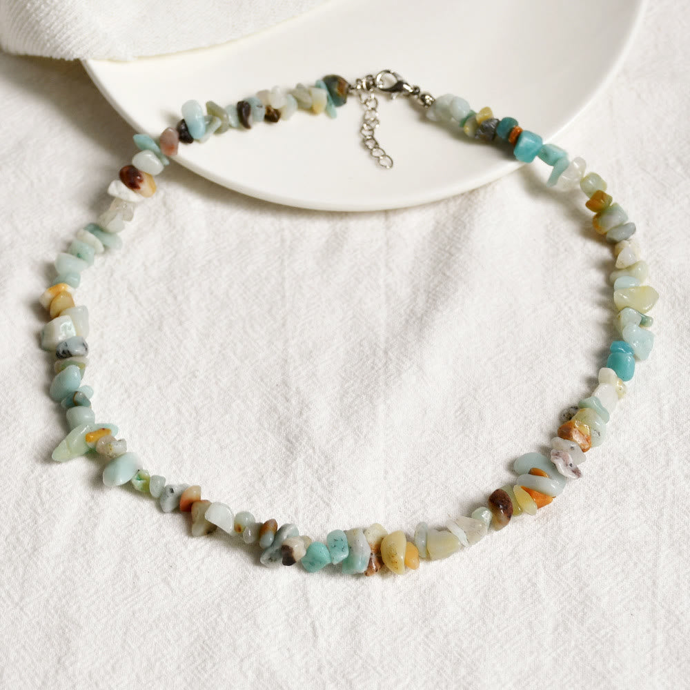 Olivenorma Irregular Shaped Polished Crystal Stone Necklace - Amazonite - image 9