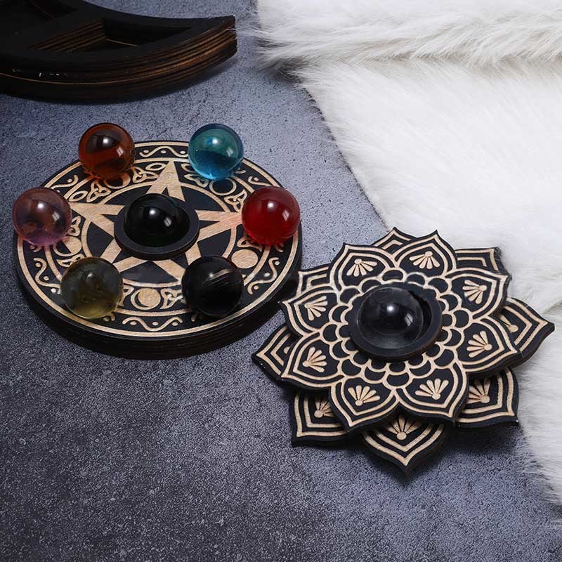 Olivenorma Lotus Display Wooden Crystal Ball Stand Decoration