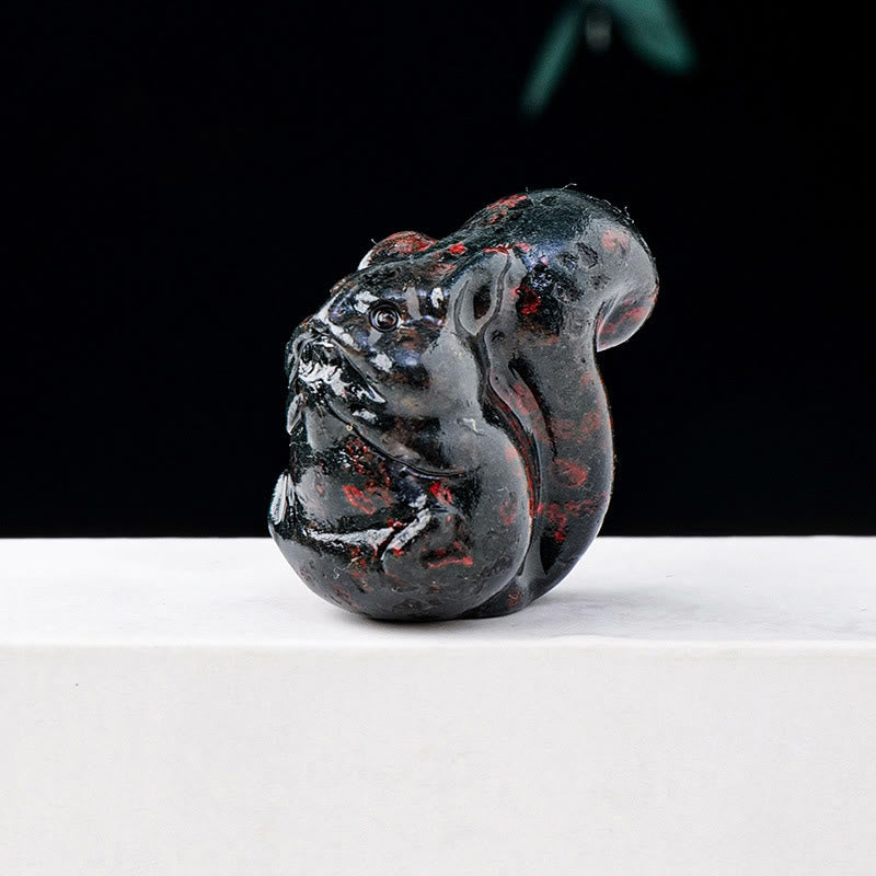 Olivenorma Natural Crystal Squirrel Carving Ornament Gemstone Decoration - Plum Blossom Jade - image 34