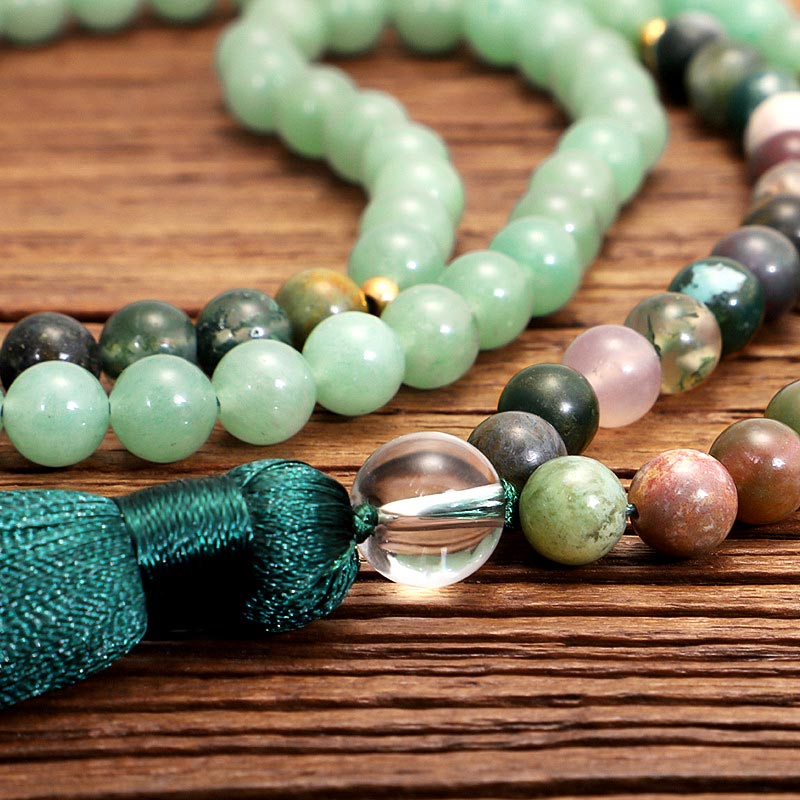 Olivenorma Green Aventurine Indian Agate Necklace Bracelet Mala