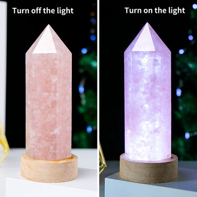 Olivenorma Natural Chakra Rose Quartz Crystal Lamp