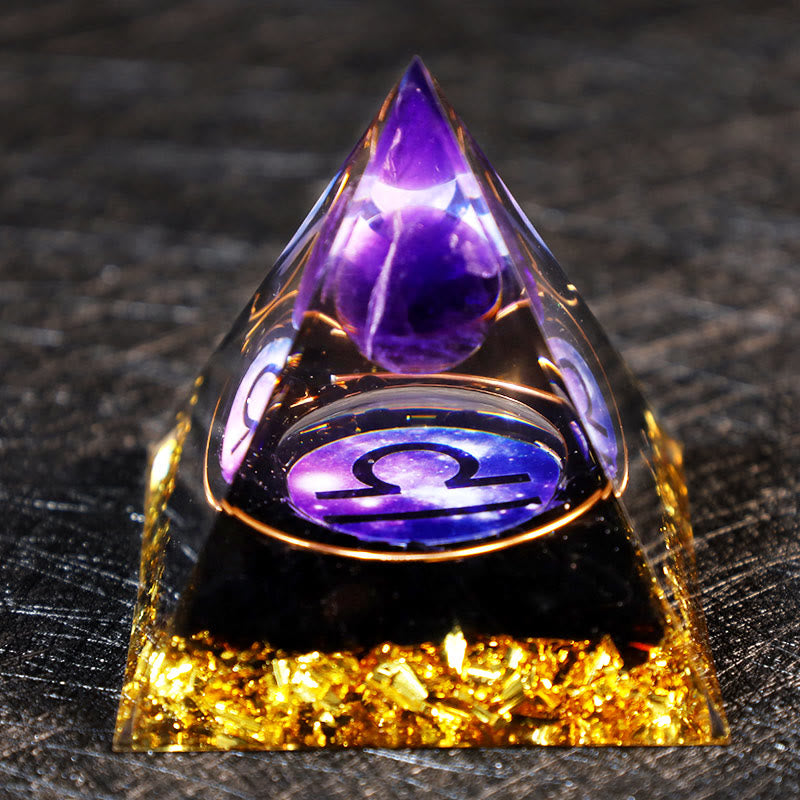 Olivenorma Amethyst Ball Obsidian Gravel Zodiac Libra Orgone Pyramid