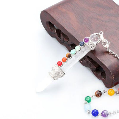 Olivenorma Chakra Crystal Hexagonal Column Pendulum