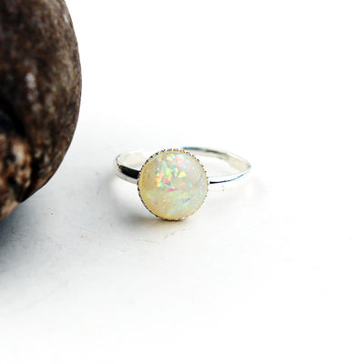 Olivenorma Opal Moonstone Simple Half Circle Adjustable Ring