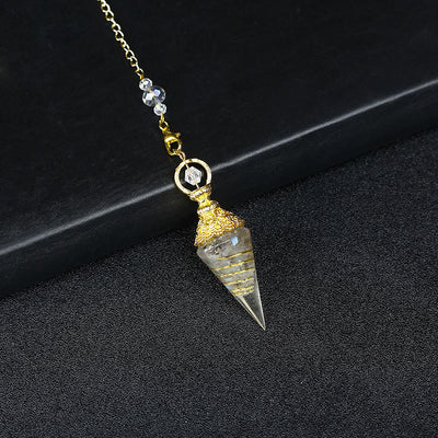 Olivenorma Natural Crystal Resin Hexagonal Pyramid Pendulum