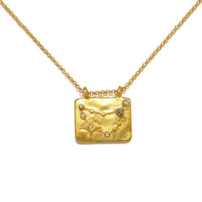 Olivenorma White Zircon Zodiac Copper Plated 18k Gold Necklace