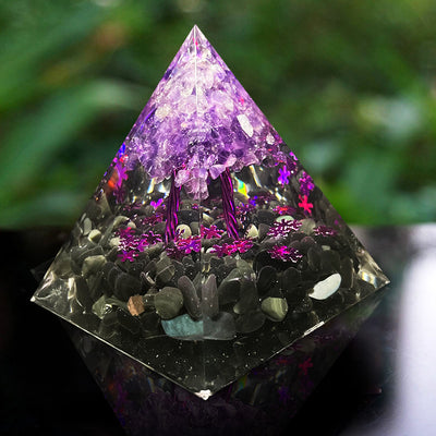 Olivenorma Amethyst Obsidian Tree Of Life Orgone Pyramid