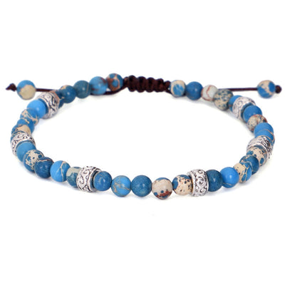 Olivenorma Natural Multicolor Imperial Stone Beaded Braided Bracelet