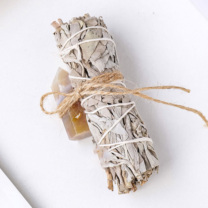 Olivenorma White Sage Hexagonal Prism Crystal Aromatherapy Gemstone Decoration