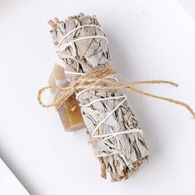 Olivenorma White Sage Hexagonal Prism Crystal Aromatherapy Gemstone Decoration