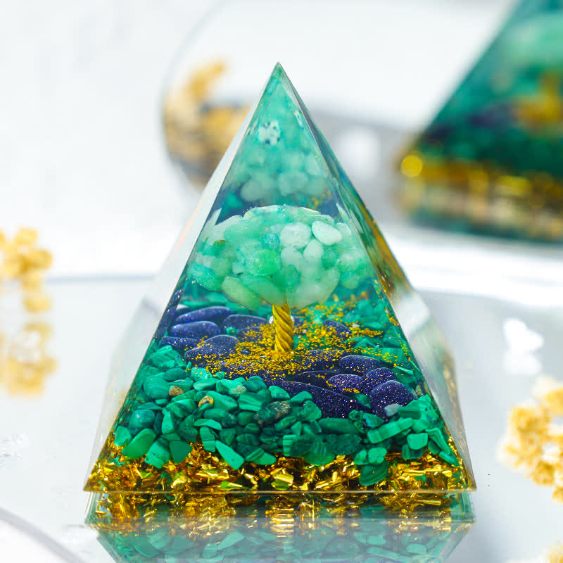 Olivenorma "Green Forest" - Malachite Tree Of Life Orgone Pyramid