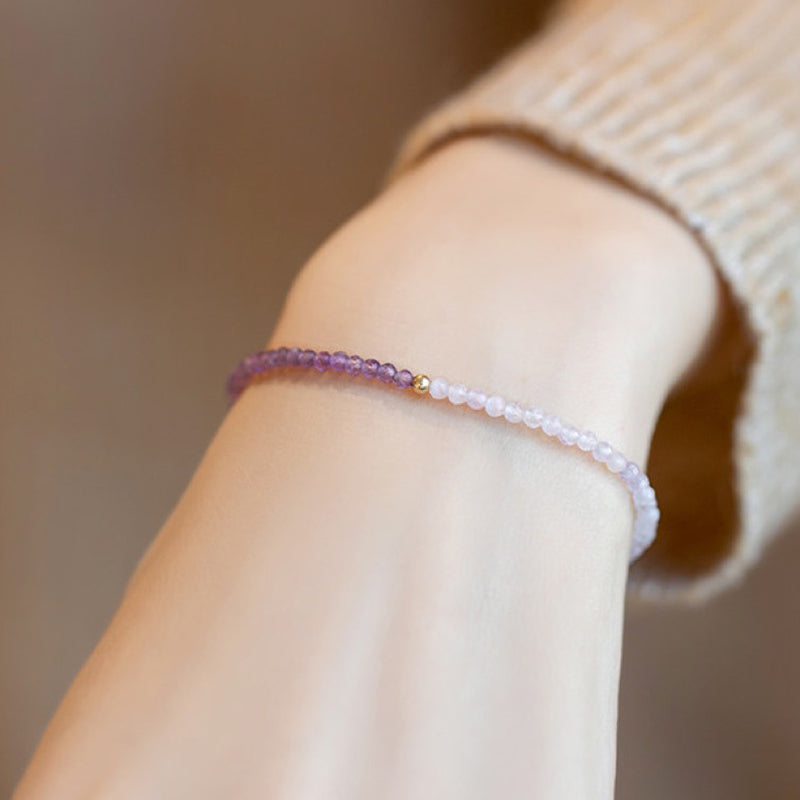 Wisteria - Amethyst With Clear Crystal Healling Gemstone Bracelet