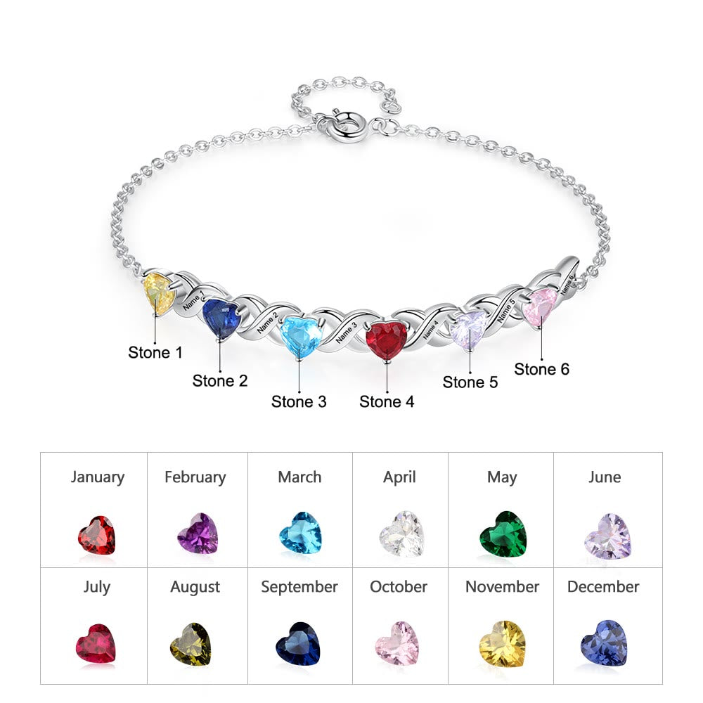 Olivenorma Custom Engraved Mothers Birthstone Bracelet