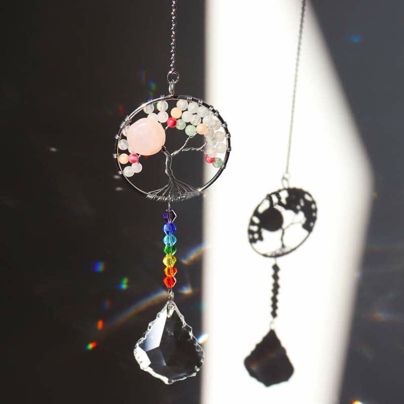 Colorful Tree of Life Crystal Wind Chime Suncatcher