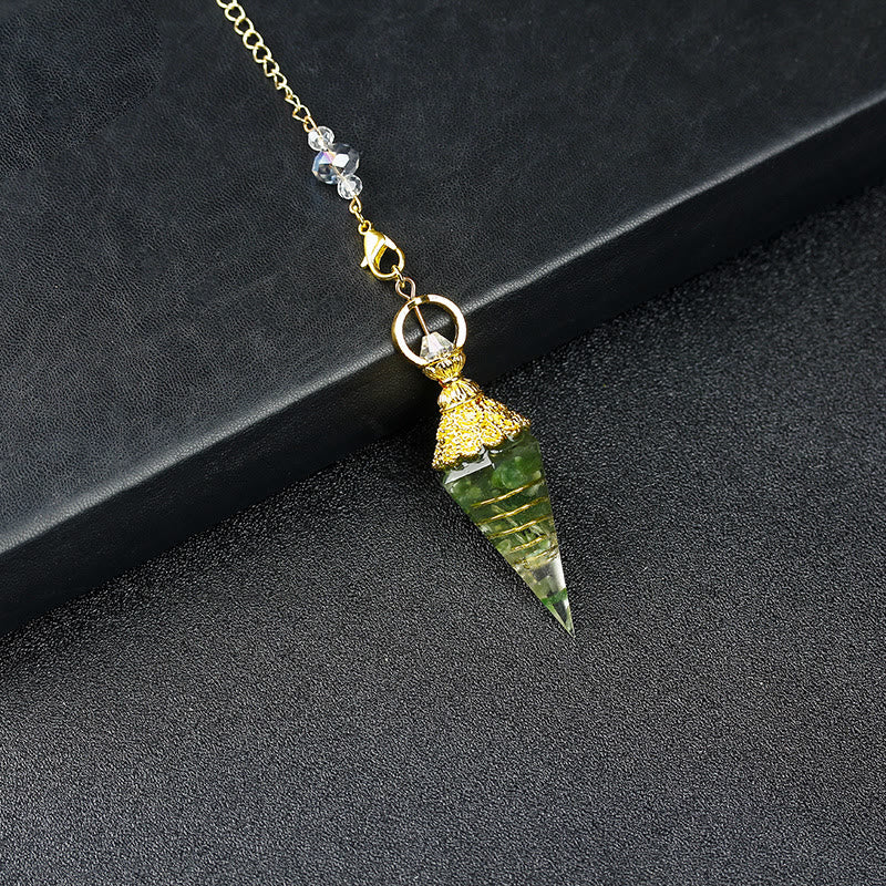 Olivenorma Natural Crystal Resin Hexagonal Pyramid Pendulum