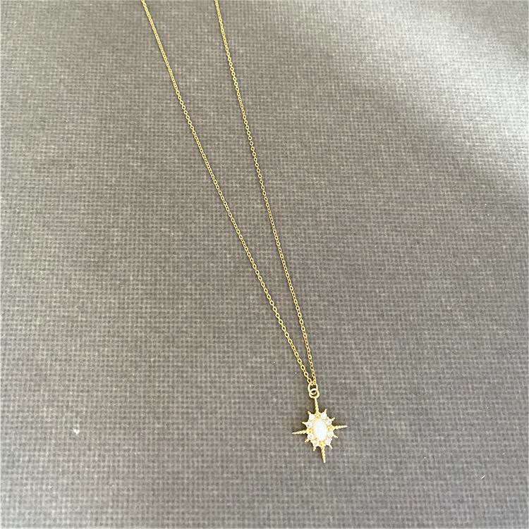 Olivenorma Opal White Zircon Northstar Dainty Star Necklace