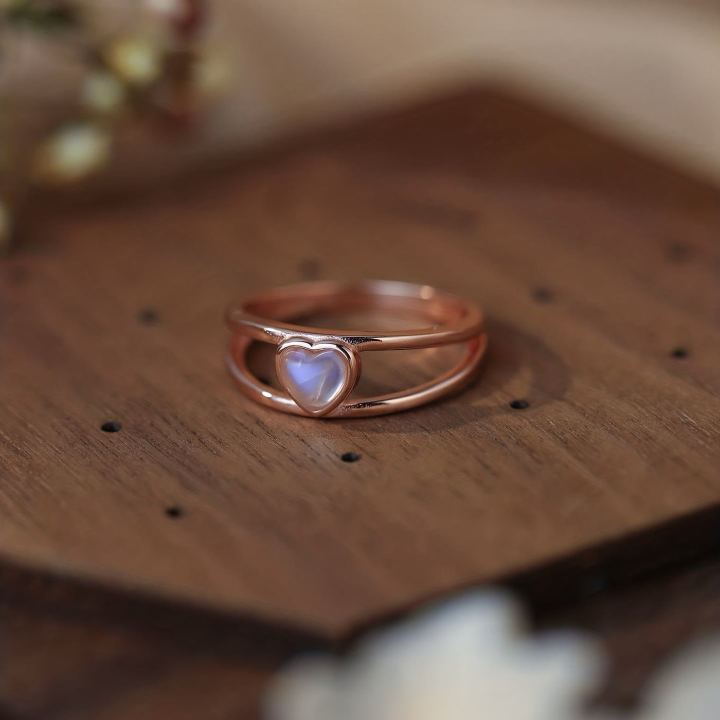 Olivenorma Natural Moonstone Heart Shaped 925 Silver Ring