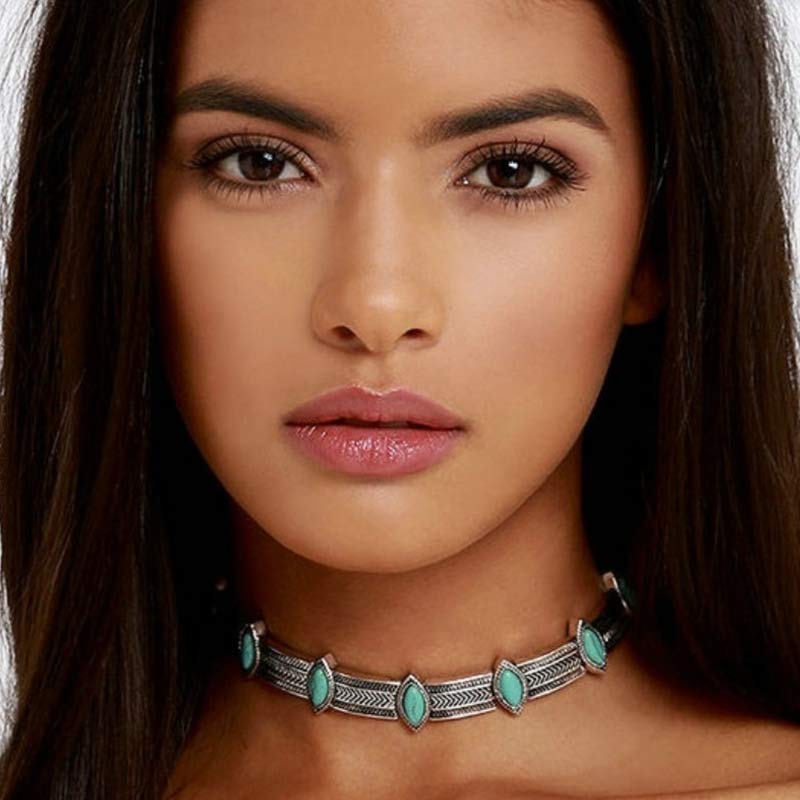 Retro Style Turquoise Ethnic Collar Choker Necklace