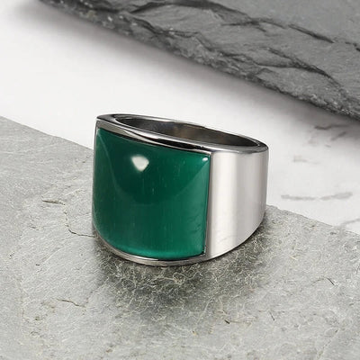 Olivenorma Natural Gemstone Titanium Steel Ring