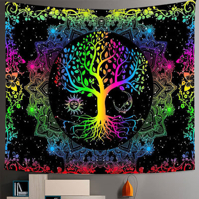 Olivenorma Seven Chakra Tree Of Life Boho Mandala Tapestry