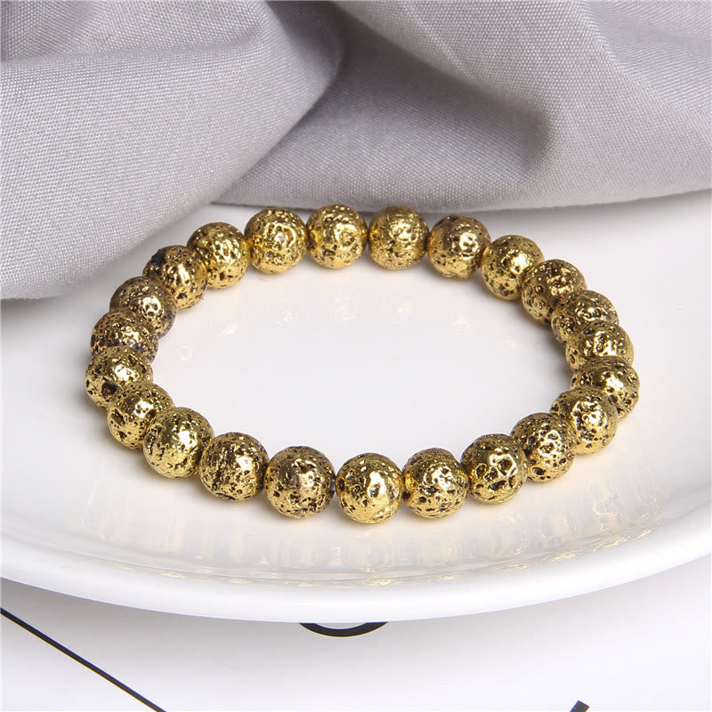 Olivenorma Plated Lava Stone 8mm Beaded Men Bracelet