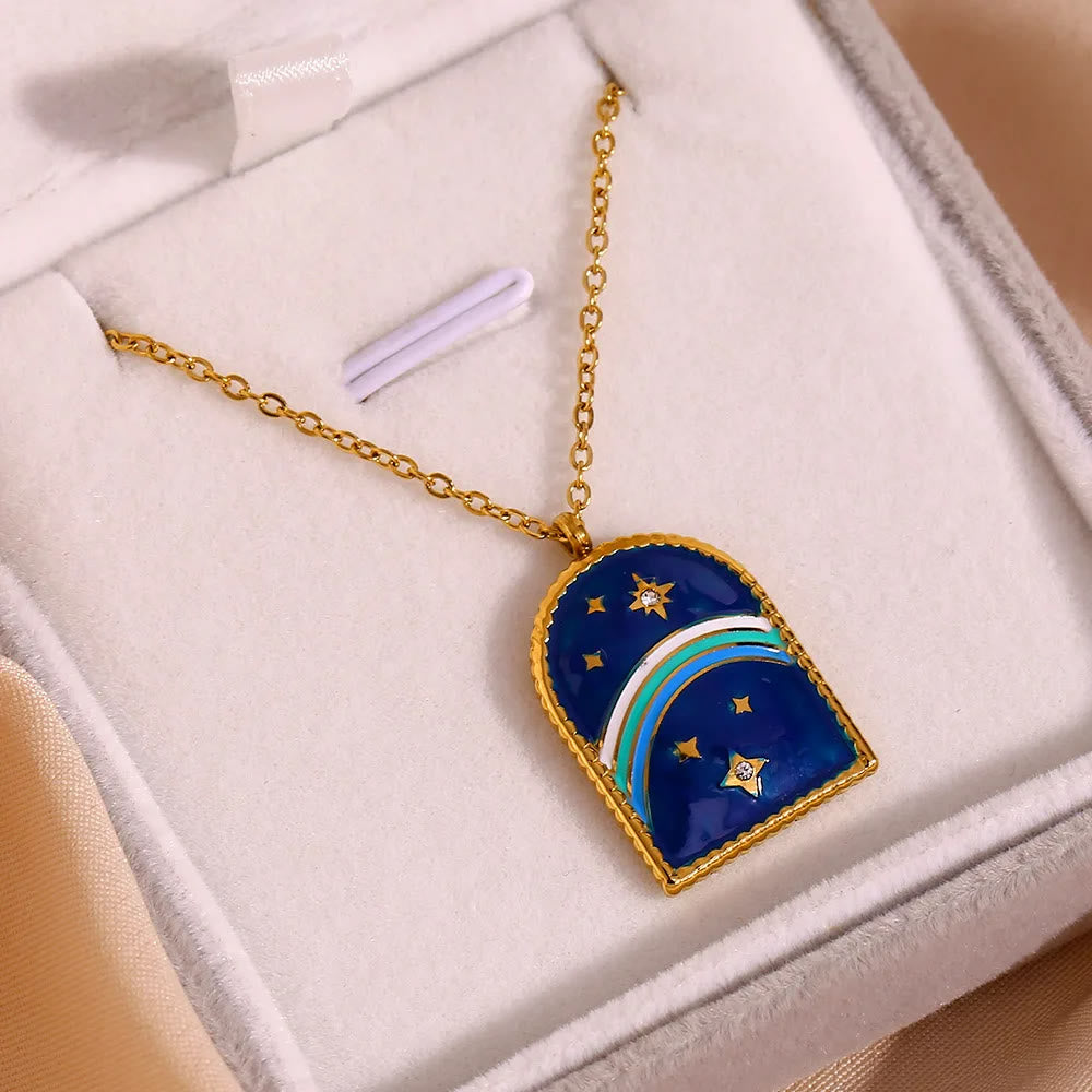 Olivenorma Blue Evil Eye Galaxy Sun Tarot Necklace