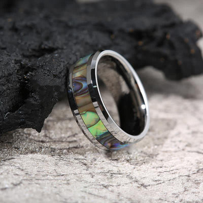 Olivenorma Koa Wood and Abalone Shell Tungsten Carbide Ring