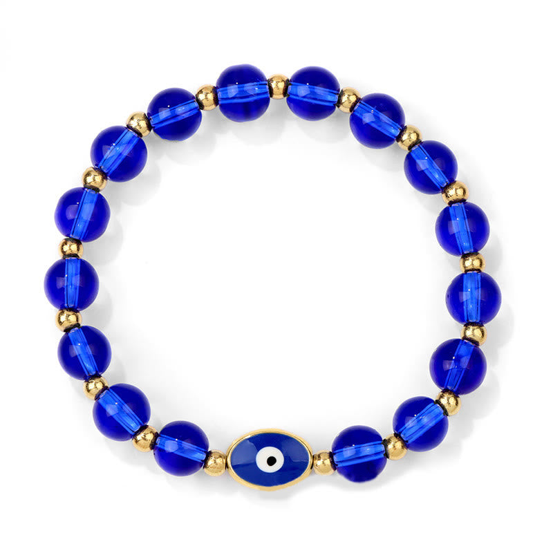 Olivenorma 8mm Blue Tiger Eye Evil Eye Bracelet