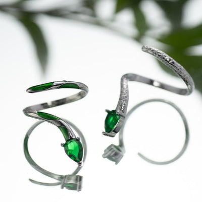 Olivenorma Emerald Snake Knuckle Cuff Ring