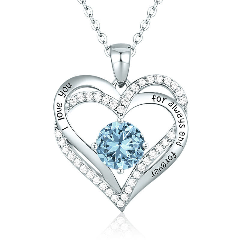 Olivenorma "I love you for always and forever" - Birtshtone Heart Necklace - Silver - March - image 18