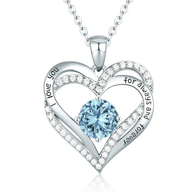 Olivenorma "I love you for always and forever" - Birtshtone Heart Necklace - Silver - March - image 18