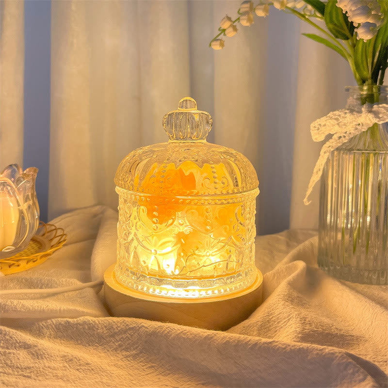 Olivenorma Diffuser Stone Carved Glass Cup Crystal Aromatherapy Lamp