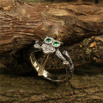 Olivenorma Emerald Owl On The Branch Engagement Ring - image 6