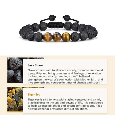 Natural Crystal Stone Healing Bracelet - Lava Stone&Tiger Eye - image 8