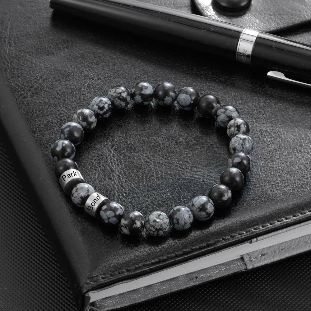 Olivenorma Natural Stone Engraving Personalized Beads Men Bracelet